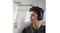 Close-up of a man wearing over-ear headphones featuring crisp Hi-Res sound text Close-up of a man wearing over-ear headphones featuring crisp Hi-Res sound text