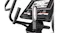 Angled close-up of the Sole E35 elliptical console and fixed handlebars, highlighting the heart-rate grips and control labels Angled close-up of the Sole E35 elliptical console and fixed handlebars, highlighting the heart-rate grips and control labels