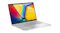 Silver ASUS Vivobook opened at an angle, showing the keyboard, touchpad, and colourful screen Silver ASUS Vivobook opened at an angle, showing the keyboard, touchpad, and colourful screen