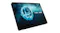 Side‑angled view of the ASUS ProArt laptop folded back, with visible ports and a vivid blue ocean‑wave ProArt display Side‑angled view of the ASUS ProArt laptop folded back, with visible ports and a vivid blue ocean‑wave ProArt display