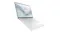 Front‑left angled view of an open silver ASUS Zenbook with an expansive display, slim profile, white keyboard, and touchpad Front‑left angled view of an open silver ASUS Zenbook with an expansive display, slim profile, white keyboard, and touchpad