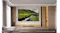 Wall-mounted LG OLED TV featuring a lush mountain landscape Wall-mounted LG OLED TV featuring a lush mountain landscape