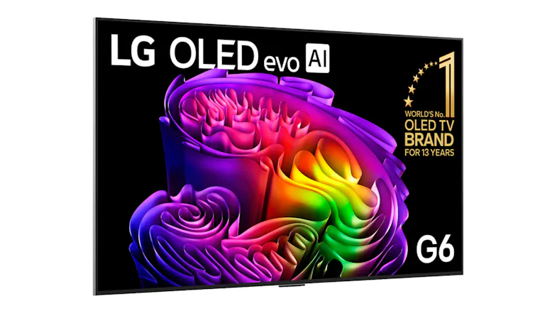 Left perspective view of the OLED TV, highlighting its sleek design Left perspective view of the OLED TV, highlighting its sleek design