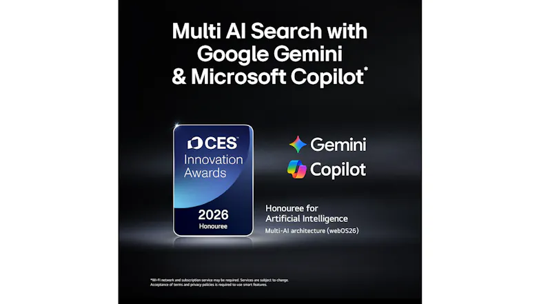 CES Innovation Award badge featuring Gemini and Copilot logos CES Innovation Award badge featuring Gemini and Copilot logos
