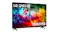 Slight side angle of the LG 43" QNED70 Mini LED TV, showing bright, colourful abstract visuals and the model name Slight side angle of the LG 43" QNED70 Mini LED TV, showing bright, colourful abstract visuals and the model name