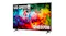 Angled view of the LG 65" QNED70 TV showing bright abstract colour splashes and “QNED AI Mini LED” text Angled view of the LG 65" QNED70 TV showing bright abstract colour splashes and “QNED AI Mini LED” text