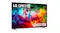 Side-angle shot of the LG QNED70B TV showing vibrant paint explosions on screen Side-angle shot of the LG QNED70B TV showing vibrant paint explosions on screen