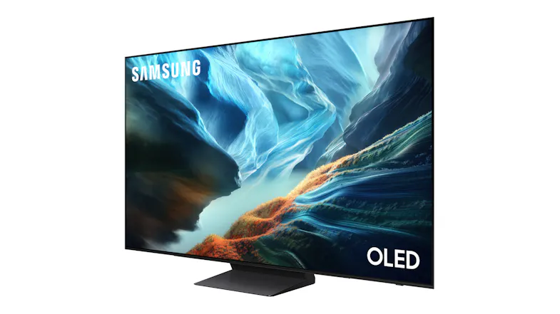 A right perspective view of the Smart TV, highlighting its sleek design A right perspective view of the Smart TV, highlighting its sleek design