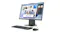 Angled workspace view of Lenovo all‑in‑one desktop with multitasking screen, wired keyboard, and mouse included Angled workspace view of Lenovo all‑in‑one desktop with multitasking screen, wired keyboard, and mouse included