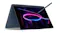 Lenovo Yoga 9 laptop with digital pen in tablet mode, featuring a colourful pink neon loop design Lenovo Yoga 9 laptop with digital pen in tablet mode, featuring a colourful pink neon loop design
