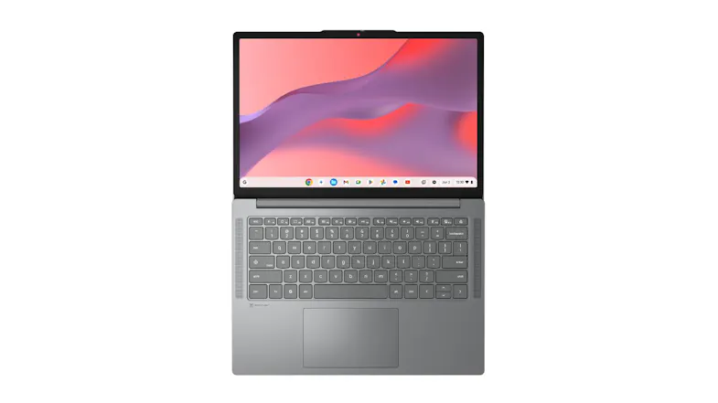 Modern Lenovo Chromebook with a slim display, a full keyboard, and a touchpad Modern Lenovo Chromebook with a slim display, a full keyboard, and a touchpad