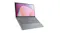 Grey Lenovo laptop open, showing full keyboard, touchpad, and pink abstract display Grey Lenovo laptop open, showing full keyboard, touchpad, and pink abstract display