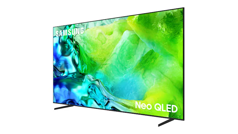 A right perspective view of the Smart TV, highlighting its sleek design A right perspective view of the Smart TV, highlighting its sleek design