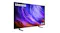 A right-angled view of the Samsung OLED TV with a slim bezel, vivid purple display visuals, and a minimalist stand design A right-angled view of the Samsung OLED TV with a slim bezel, vivid purple display visuals, and a minimalist stand design