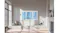 Bright, modern living room with a framed TV displaying blue abstract art on the wall Bright, modern living room with a framed TV displaying blue abstract art on the wall
