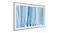 Angled view of a thin-framed TV displaying blue abstract brushstroke artwork Angled view of a thin-framed TV displaying blue abstract brushstroke artwork