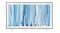 Front view of a slim TV with a white mat border and blue abstract display Front view of a slim TV with a white mat border and blue abstract display