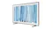 Front view showing narrow bezels and bottom-mounted feet on the TV Front view showing narrow bezels and bottom-mounted feet on the TV