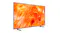 Samsung Neo QLED TV angled to the left, featuring orange abstract visuals, a slim frame, and dual stand legs Samsung Neo QLED TV angled to the left, featuring orange abstract visuals, a slim frame, and dual stand legs