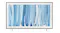 A straight-on view of a large Samsung 65" LS03HW framed TV with a minimalist stand and a blue abstract painting on the screen A straight-on view of a large Samsung 65" LS03HW framed TV with a minimalist stand and a blue abstract painting on the screen