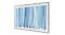 Three‑quarter front view of Samsung The Frame Pro TV with minimalist frame, blue artwork, and a premium flat panel look Three‑quarter front view of Samsung The Frame Pro TV with minimalist frame, blue artwork, and a premium flat panel look