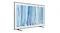 A right-angled view of a Samsung The Frame Pro TV on a stand, displaying art mode with slim bezel and gallery‑style screen finish A right-angled view of a Samsung The Frame Pro TV on a stand, displaying art mode with slim bezel and gallery‑style screen finish