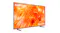 Samsung Neo QLED TV angled to the left, featuring a bright orange abstract display and a thin black bezel on two feet Samsung Neo QLED TV angled to the left, featuring a bright orange abstract display and a thin black bezel on two feet