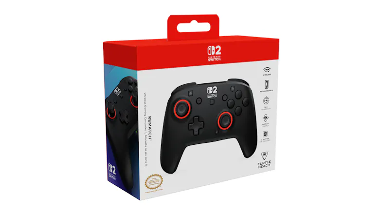 Retail packaging of the Nintendo Switch 2 wireless controller with icons Retail packaging of the Nintendo Switch 2 wireless controller with icons