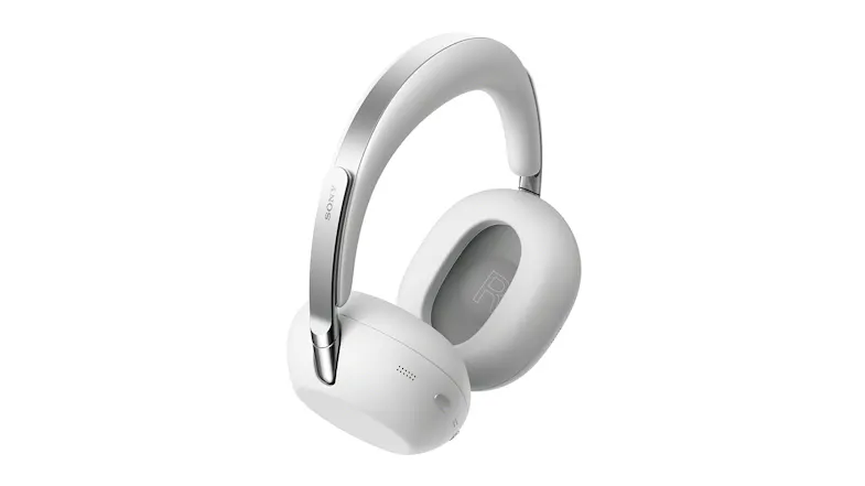 Top-down view of the over‑ear headphones showing curved headband and Sony logo Top-down view of the over‑ear headphones showing curved headband and Sony logo