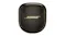 Front view of the Bose earbud charging case with a gold logo and matte black finish Front view of the Bose earbud charging case with a gold logo and matte black finish