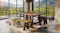 Dining Table and dining bench with black legs Dining Table and dining bench with black legs