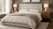 Contemporary bed with upholstered headboard, soft duvet, side tables, and warm ambient lighting Contemporary bed with upholstered headboard, soft duvet, side tables, and warm ambient lighting