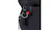 Detailed view of the Hedgren backpack featuring a key holder, a metal clip, and a front pocket with a zipper Detailed view of the Hedgren backpack featuring a key holder, a metal clip, and a front pocket with a zipper
