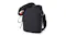 Angled view of a blue Hedgren crossbody carry bag with adjustable strap, front zip pocket, and black hardware Angled view of a blue Hedgren crossbody carry bag with adjustable strap, front zip pocket, and black hardware