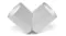 Two Lexon Ray small LED lights angled sideways, showing ribbed aluminium design and soft white glow Two Lexon Ray small LED lights angled sideways, showing ribbed aluminium design and soft white glow