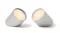 Pair of Lexon Ray LED lights tilted forward, displaying illuminated white faces and a compact modern design Pair of Lexon Ray LED lights tilted forward, displaying illuminated white faces and a compact modern design