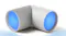 Ray small lights emitting cool blue light, highlighting the colour mode and ribbed aluminium texture Ray small lights emitting cool blue light, highlighting the colour mode and ribbed aluminium texture