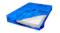 Blue zippered Dreamz PE tarpaulin mattress storage bag partially open, revealing a white mattress inside Blue zippered Dreamz PE tarpaulin mattress storage bag partially open, revealing a white mattress inside