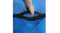 Hand gripping black handle on a blue mattress storage bag, showing sturdy carry strap detail Hand gripping black handle on a blue mattress storage bag, showing sturdy carry strap detail