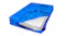 Blue Dreamz PE tarpaulin mattress storage bag, partially unzipped, revealing a white mattress inside Blue Dreamz PE tarpaulin mattress storage bag, partially unzipped, revealing a white mattress inside