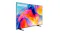 Angled view of a Samsung Mini LED TV showing a colourful abstract display with a thin bezel and twin stand feet Angled view of a Samsung Mini LED TV showing a colourful abstract display with a thin bezel and twin stand feet