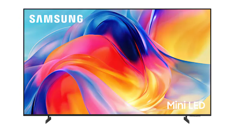 Front view of a Samsung 55" M70H Smart 4K Mini-LED AI TV displaying vivid abstract colours with ultra-thin bezels Front view of a Samsung 55" M70H Smart 4K Mini-LED AI TV displaying vivid abstract colours with ultra-thin bezels