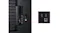 Rear view of a TV showing HDMI, USB, and LAN ports, with a zoomed-in inset highlighting the connections Rear view of a TV showing HDMI, USB, and LAN ports, with a zoomed-in inset highlighting the connections