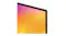 Close-up of a TV corner showing a slim bezel and vibrant gradient screen detail Close-up of a TV corner showing a slim bezel and vibrant gradient screen detail