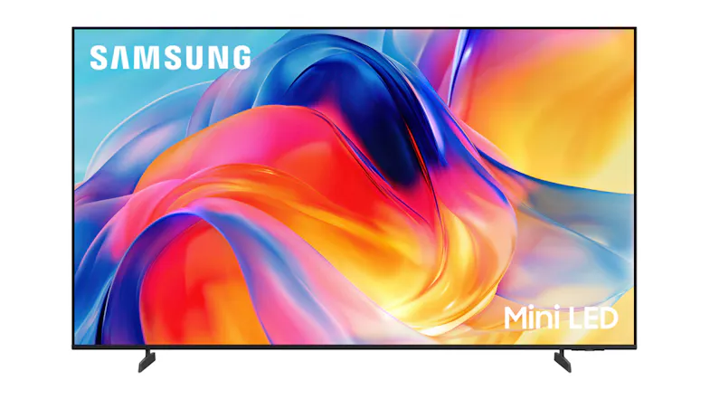 Front view of a Samsung 85" M70H Smart 4K Mini-LED AI TV displaying vivid abstract colours with ultra-thin bezels Front view of a Samsung 85" M70H Smart 4K Mini-LED AI TV displaying vivid abstract colours with ultra-thin bezels