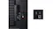 Rear view of a TV showing HDMI, USB, and LAN ports, with a zoomed-in inset highlighting the connections Rear view of a TV showing HDMI, USB, and LAN ports, with a zoomed-in inset highlighting the connections