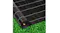 Rolled Lambu black weed control fabric with grid lines laid on grass, showing texture and thickness Rolled Lambu black weed control fabric with grid lines laid on grass, showing texture and thickness