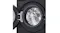 Front view of a black LG washer with a large circular door and a digital control panel above Front view of a black LG washer with a large circular door and a digital control panel above