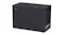 Black Haier 500 Series chest freezer, angled side view showing the vented panel and front digital temperature display Black Haier 500 Series chest freezer, angled side view showing the vented panel and front digital temperature display