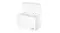 An angled view of the Haier chest freezer with a raised lid, showing a large interior and a side ventilation panel An angled view of the Haier chest freezer with a raised lid, showing a large interior and a side ventilation panel